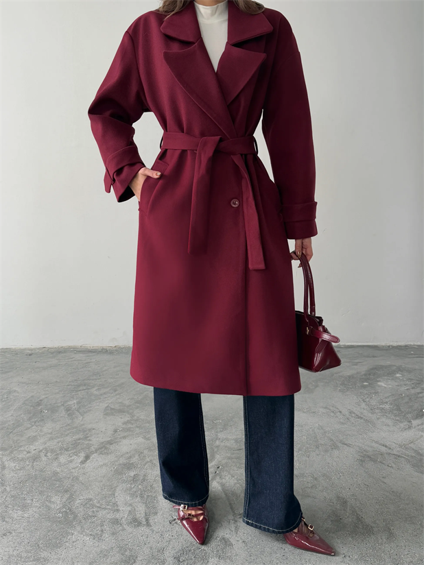 Premıum Kuşaklı Kaban  - Bordo