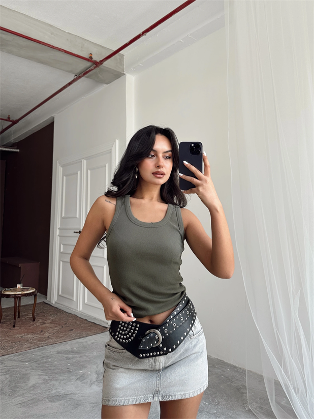Liza Basic Crop Haki Yeşil - Haki Yeşil