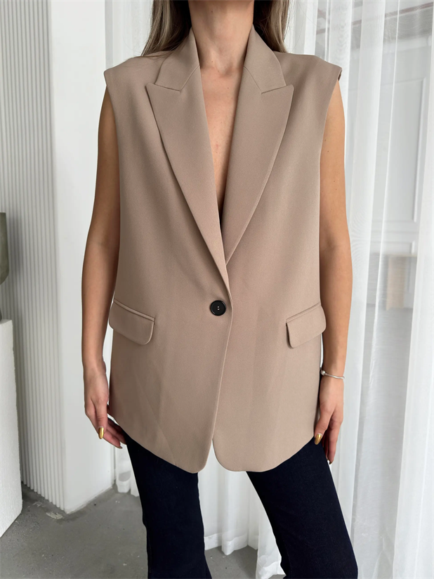 Valeria Blazer Yelek Vizon - Vizon