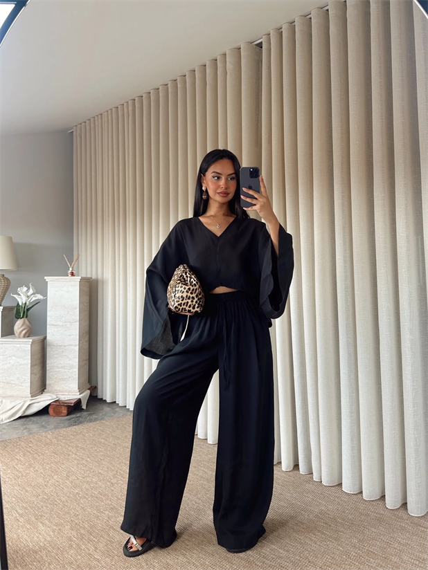 Salaş Keten Takım  - Siyah