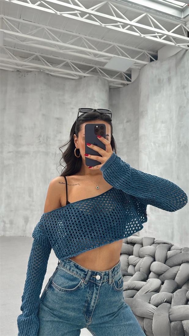 Devin Ajurlu Yıkamalı Triko İndigo - İndigo