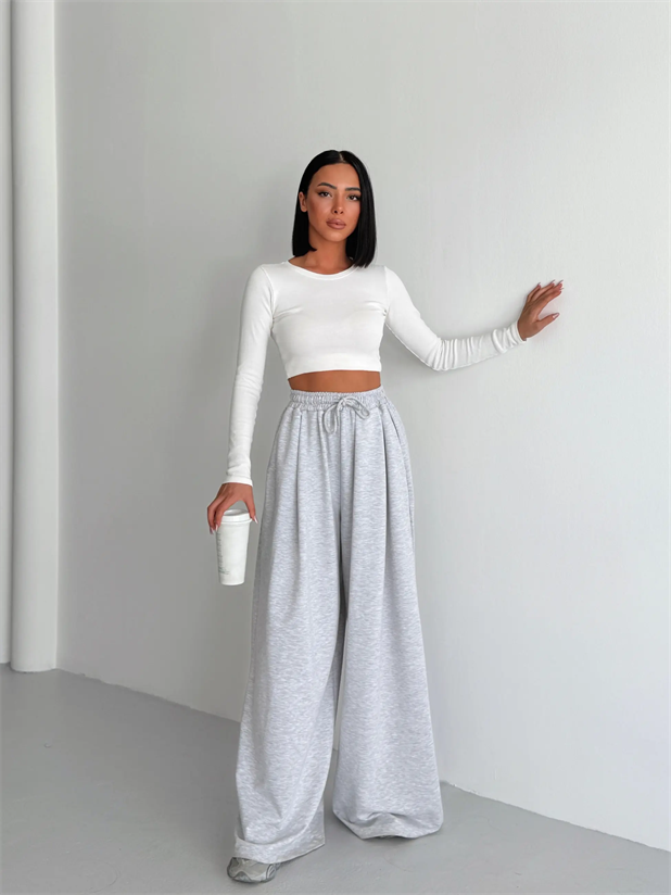 Baggy Salaş Eşofman - Gri Melanj