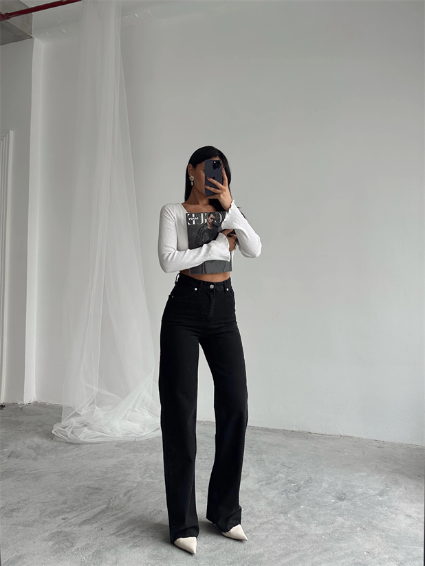 Massimo Paça Kesik Palazzo Jean - Siyah