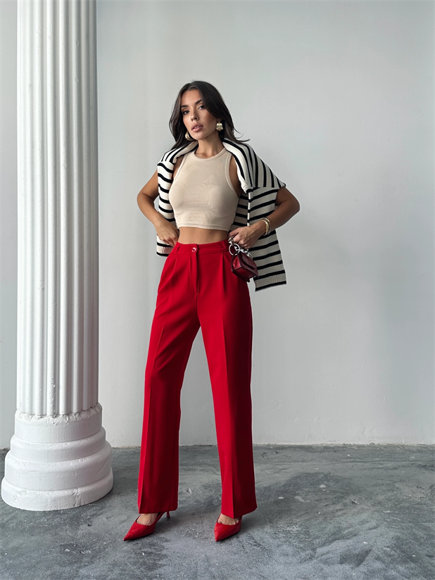 My Palazzo Kumaş Pantolon - Kırmızı