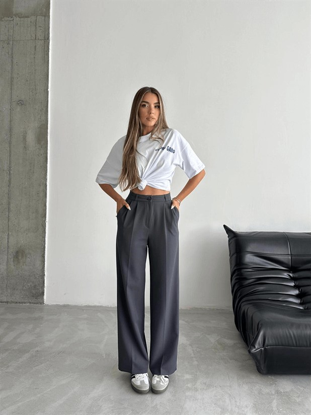 My Palazzo Kumaş Pantolon - Füme