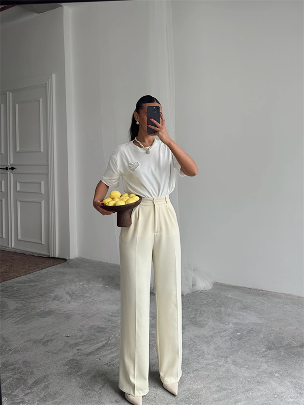 My Palazzo Kumaş Pantolon - Limon Sarısı