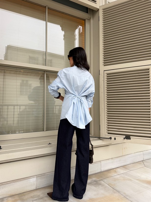 Hakim Yaka Bağlamalı Gömlek - Bebe Mavi