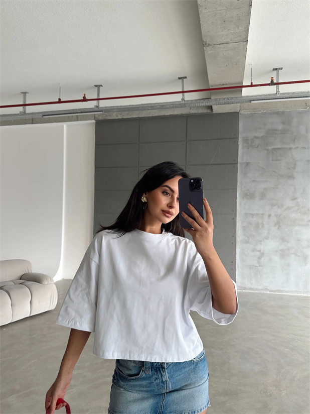 Oversize Basic Crop - Ekru