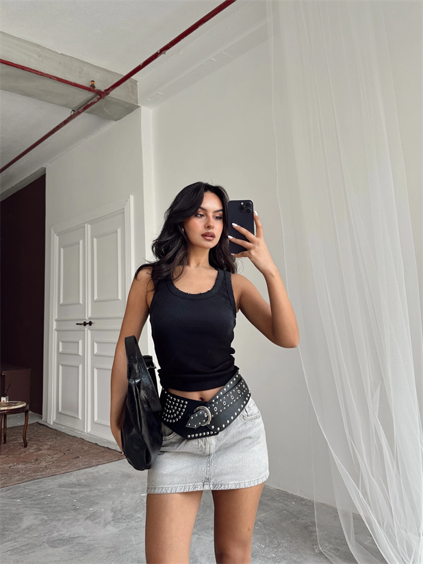 Liza Basic Crop Siyah - Siyah