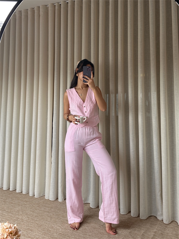 Müslin Yelek - Pembe