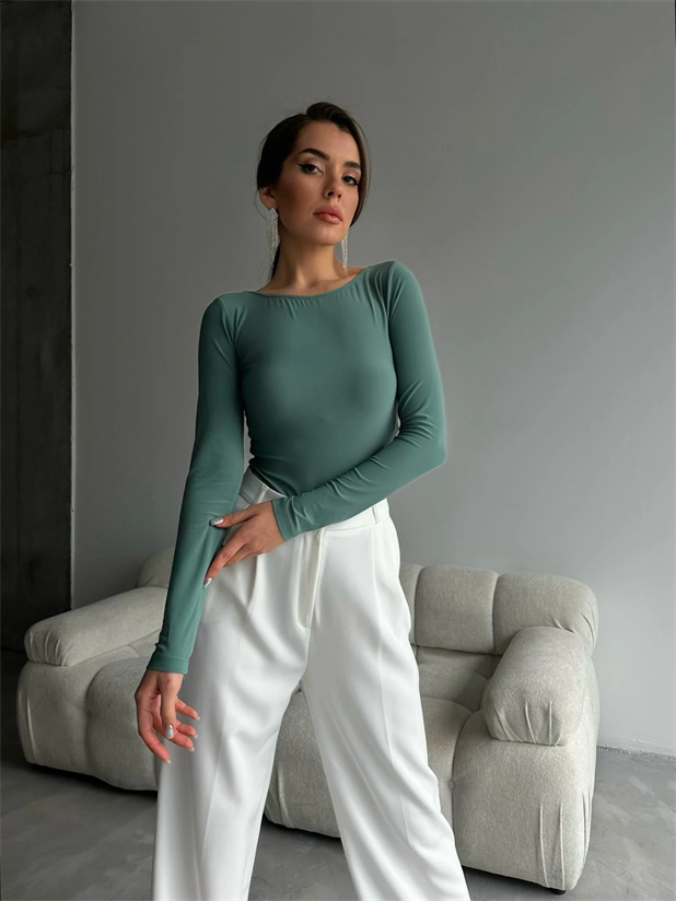Mia Diamond Detay Bodysuit Mint - Mint