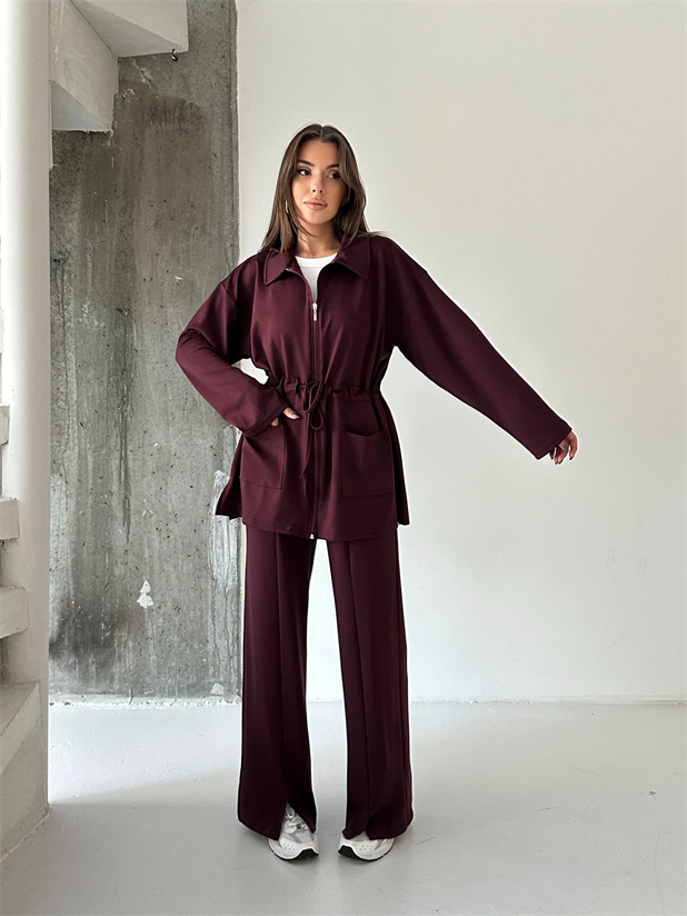 Bağlamalı Modal İkili Takım  - Bordo