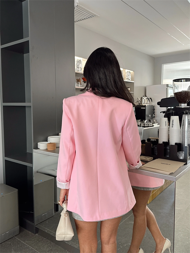 Astar Detaylı Kulplu Ceket  - Pudra Pembe