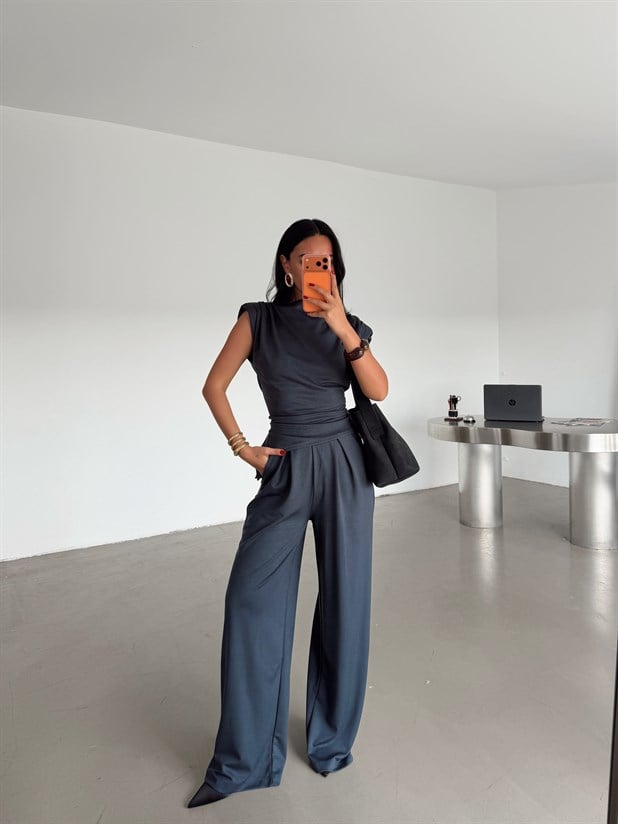 Vatkalı Asimetrik Modal Takım - Antrasit