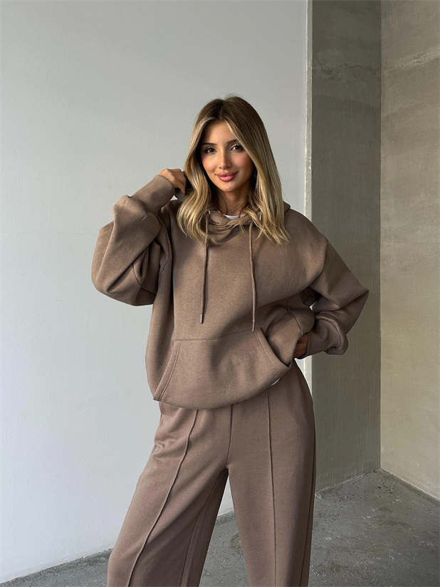 Kanguru İpli Sweat Vizon - Vizon