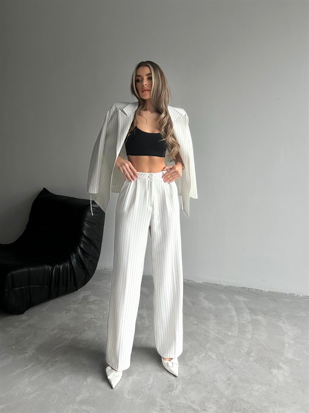 Elicia Line Pileli Palazzo - Beyaz