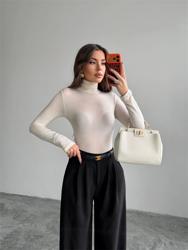 Balıkçı Transparan Bluz - Ekru