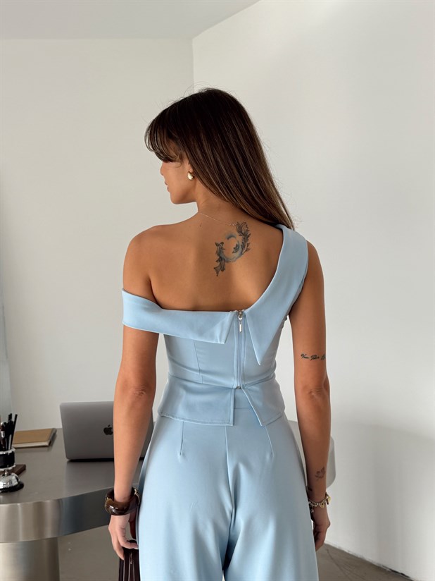 Tek Omuz Büstiyer - Mavi