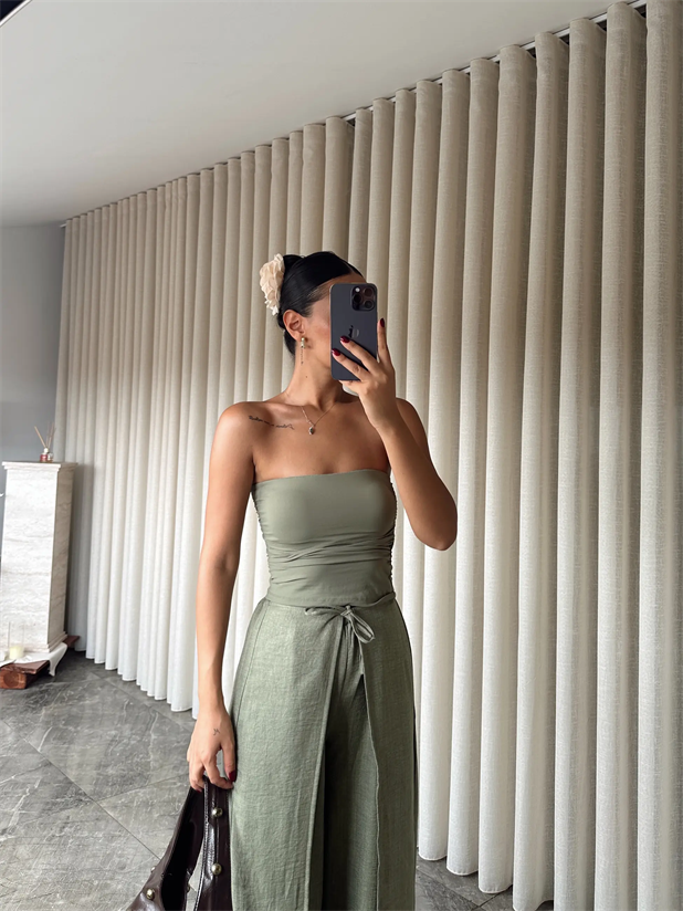 Drapeli Straplez Crop - Haki