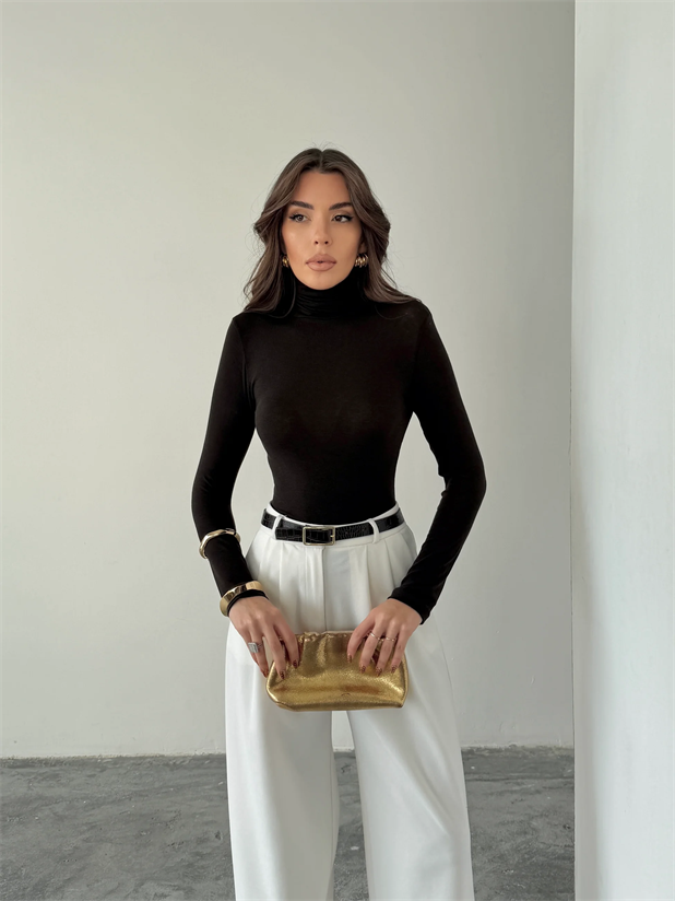 Balıkçı Transparan Bluz - Kahve