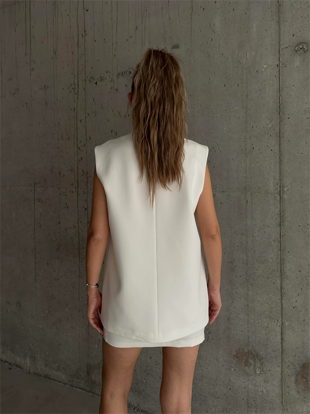 Valeria Blazer Yelek Beyaz - Beyaz