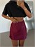 Saten Mini Etek - Bordo