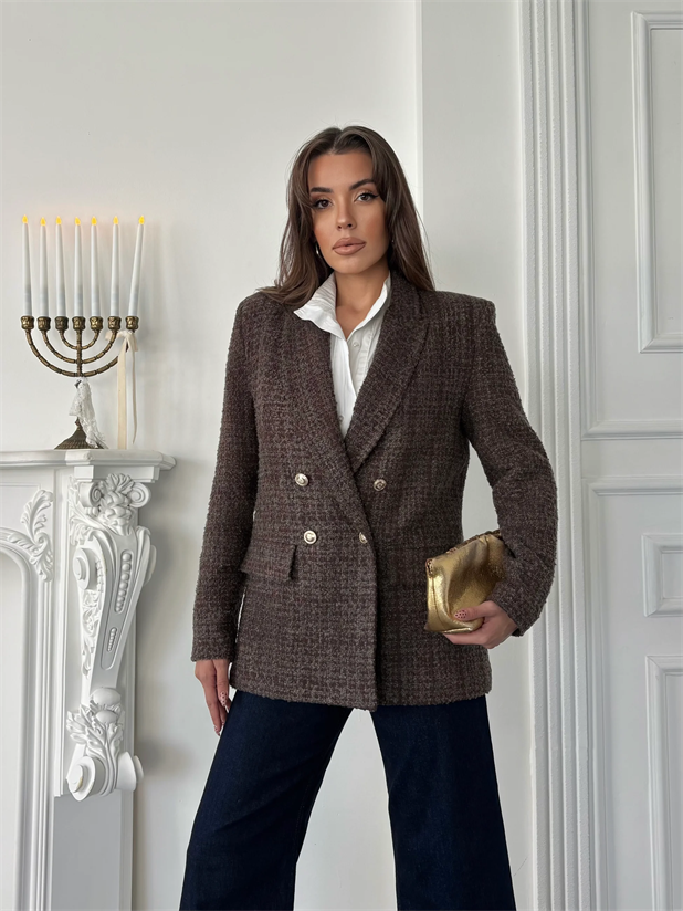 Tüvit Blazer Ceket - Kahve