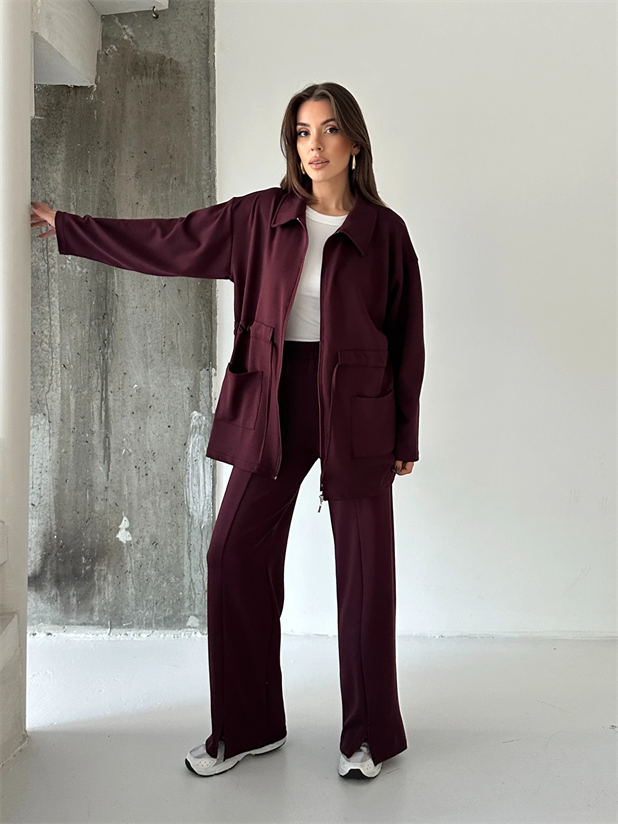 Bağlamalı Modal İkili Takım  - Bordo