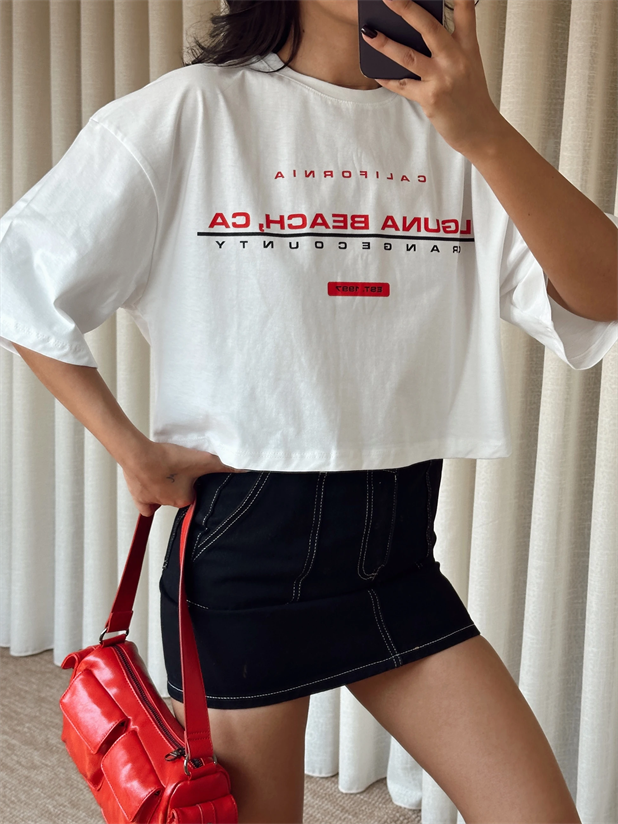 Laguna Beach Crop Basic - Beyaz