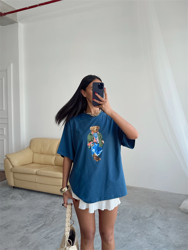 Big Bear Baskı T-shırt - İndigo