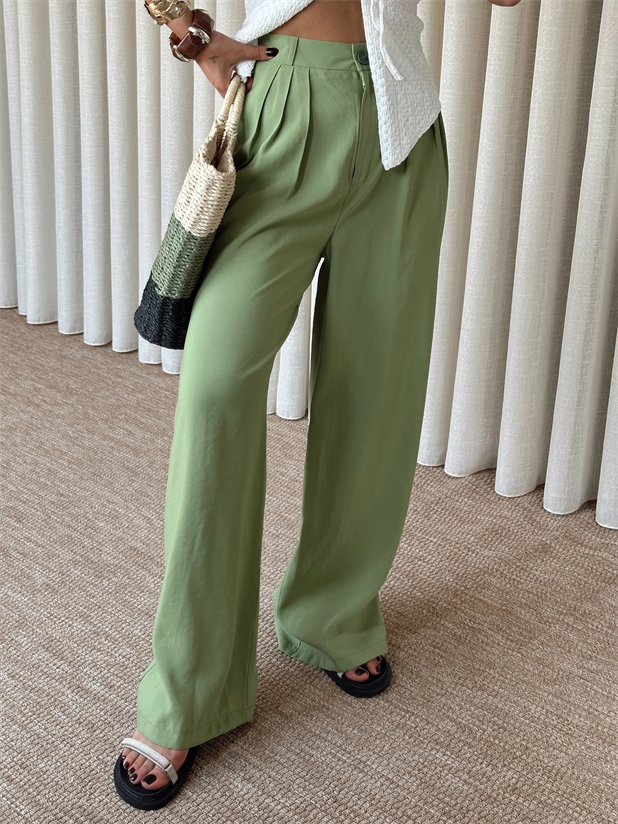 Modal Üç Pile Palazzo  - Çağla Yeşili