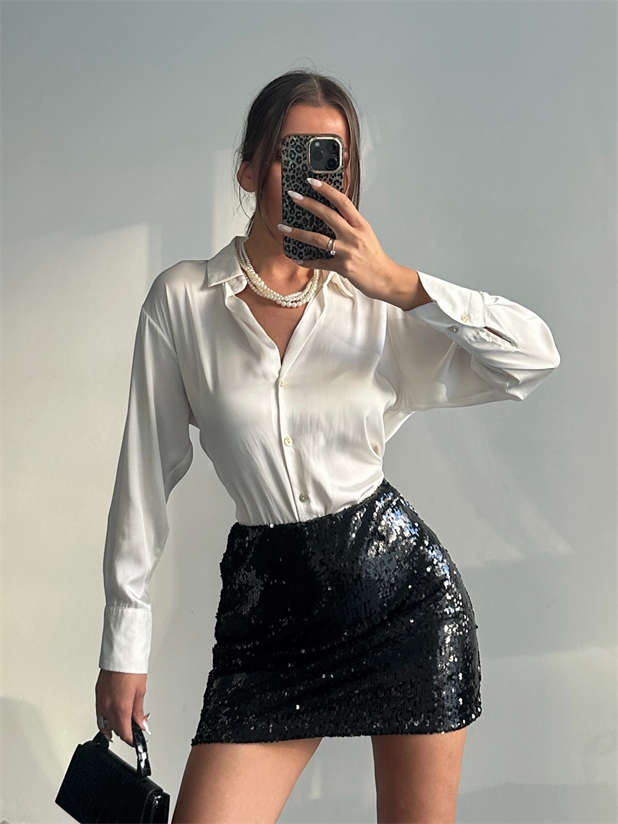 Pul Payet Mini Etek - Siyah