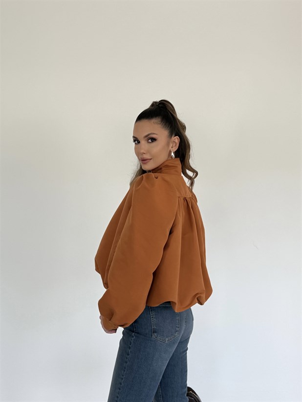 Vatkalı Crop Trençkot - Kiremit