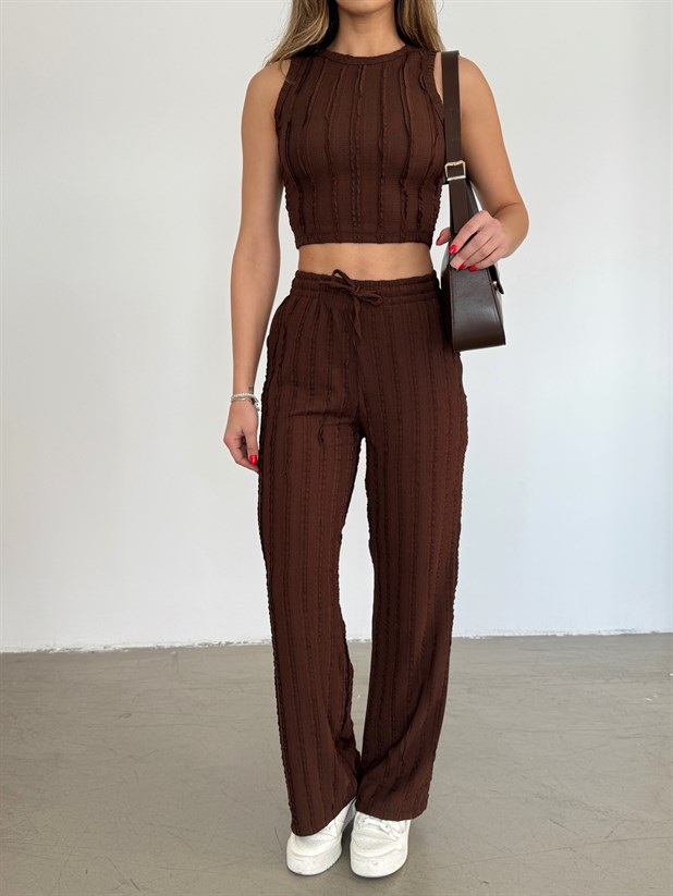 Fırfır Atlet Takım - Kahve