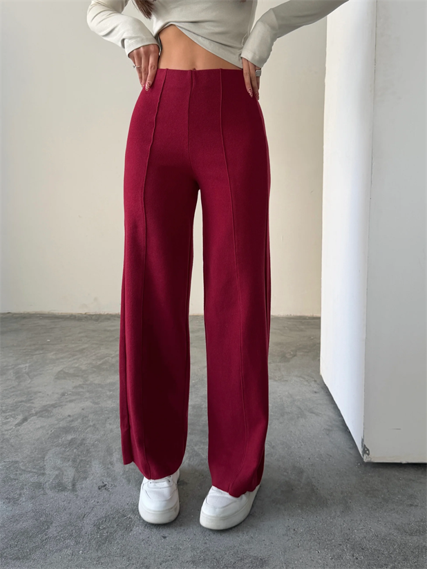 Çimalı Bel Lastik Selanik Pantolon - Bordo