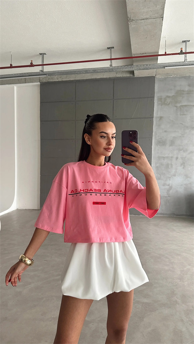 Laguna Beach Crop Basic - Pembe