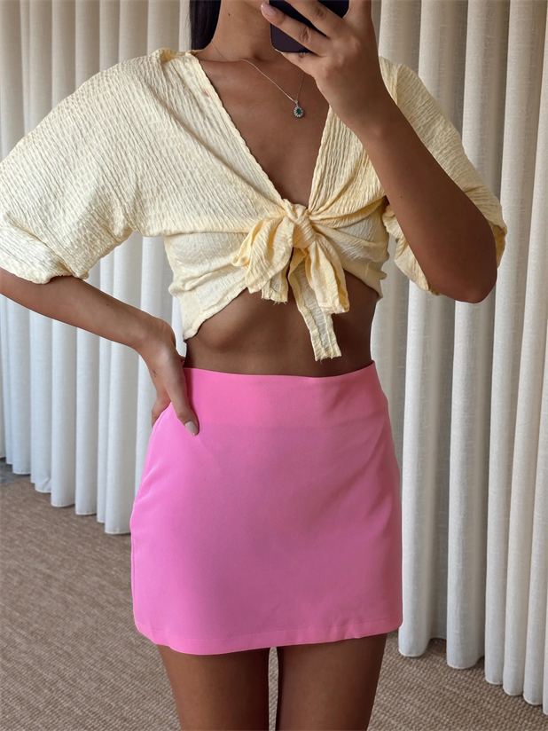 Klasik Mini Etek - Pembe