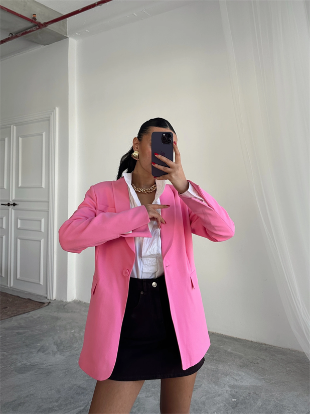 Kol Yırtmaç Blazer Ceket Pembe - Pembe