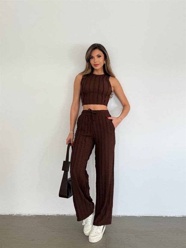 Fırfır Atlet Takım - Kahve