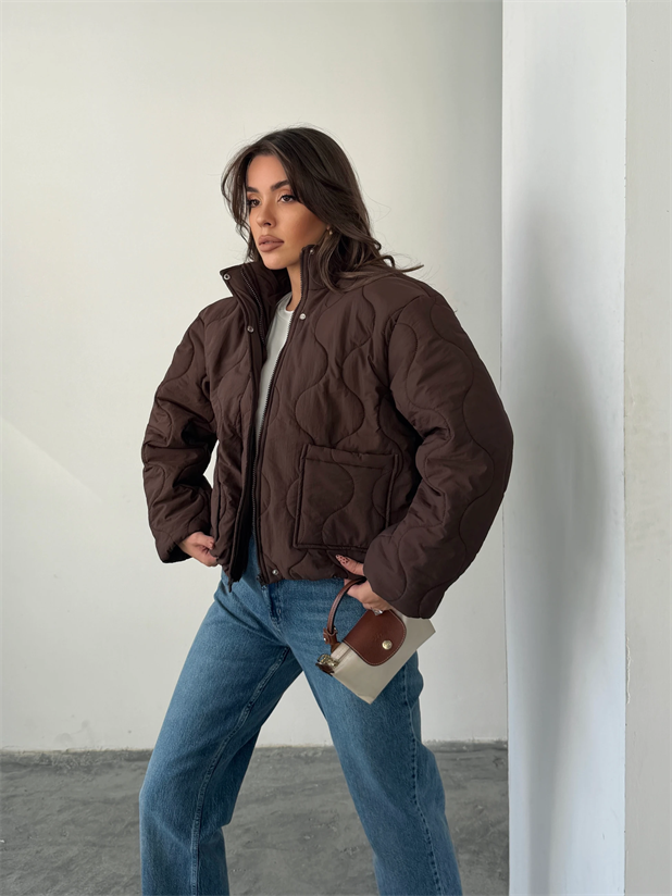 Cepli Kapitone Mont - Kahve