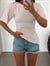 Kısa Kol Asimetrik Basic T-shirt - Pembe