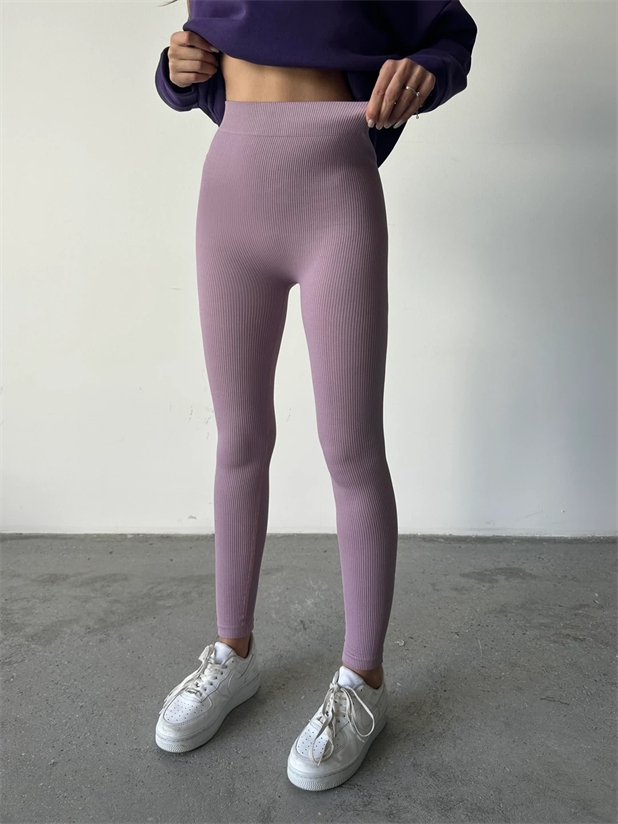 Toparlayıcı Fitilli Tayt - Gül Kurusu