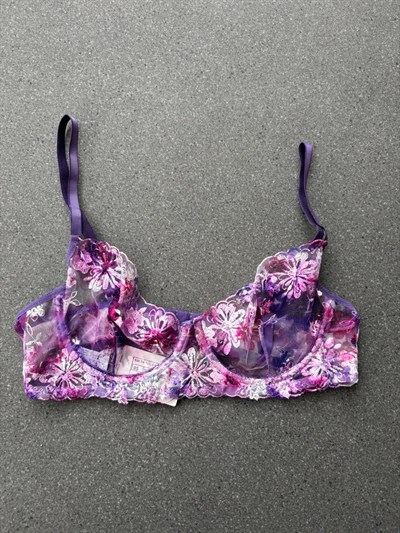 Begonia Açık Pembe Mavi Çiçek Desenli Bralet Takım