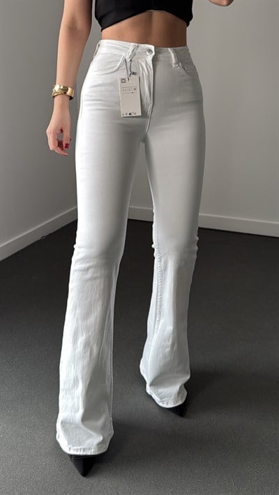 Boenos Beyaz Kot Toparlayıcı Yüksel Bel Jeans