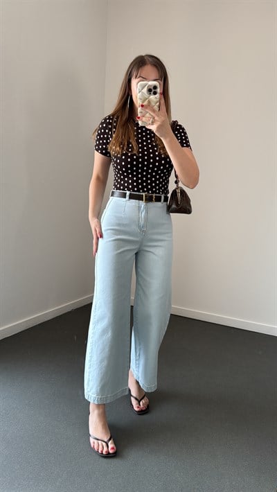 Divarius Açık Kot  Yüksek Bel Culotte Jeans