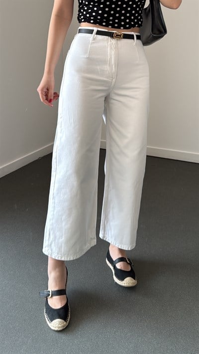 Divarius Beyaz Yüksek Bel Culotte Jeans