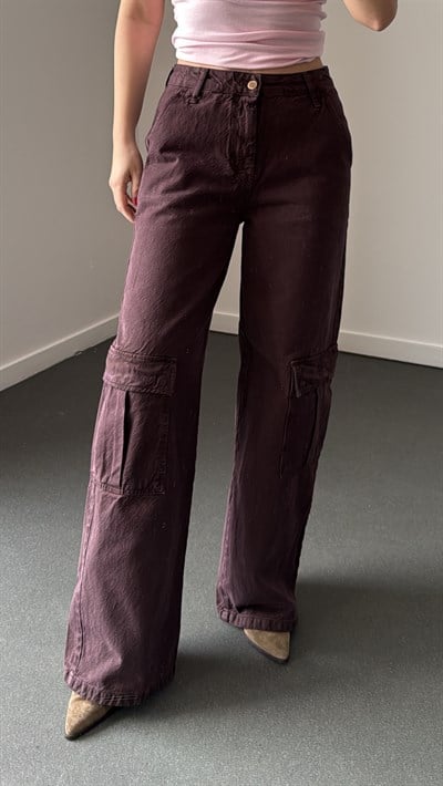 Holigan Koyu Mor Renk Kargo Cepli Jeans