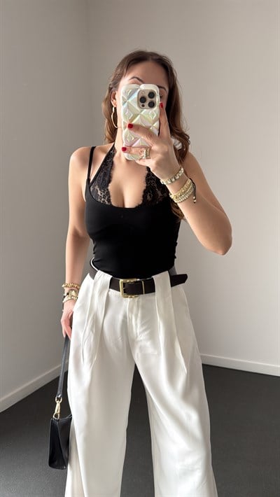 Joseph Siyah Askılı Dantel Detaylı Body