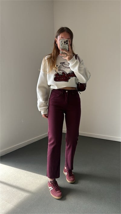 Juliet Bordo Renk Yüksek Bel Slim Fit Jean