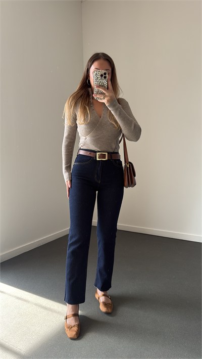 Juliet Dark Blue Yüksek Bel Slim Fit Jean